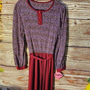 Vintage Joan Curtis maxi dress women's 14 multi colored NWT